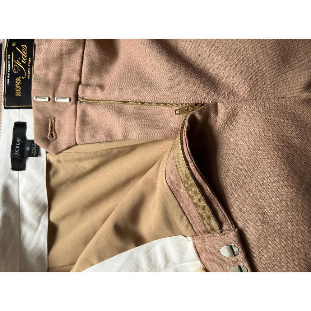 J.Crew Womens Brown Italian Fabric Nova Fides Herringbone Pants Wool Blend 6 - Picture 10 of 10